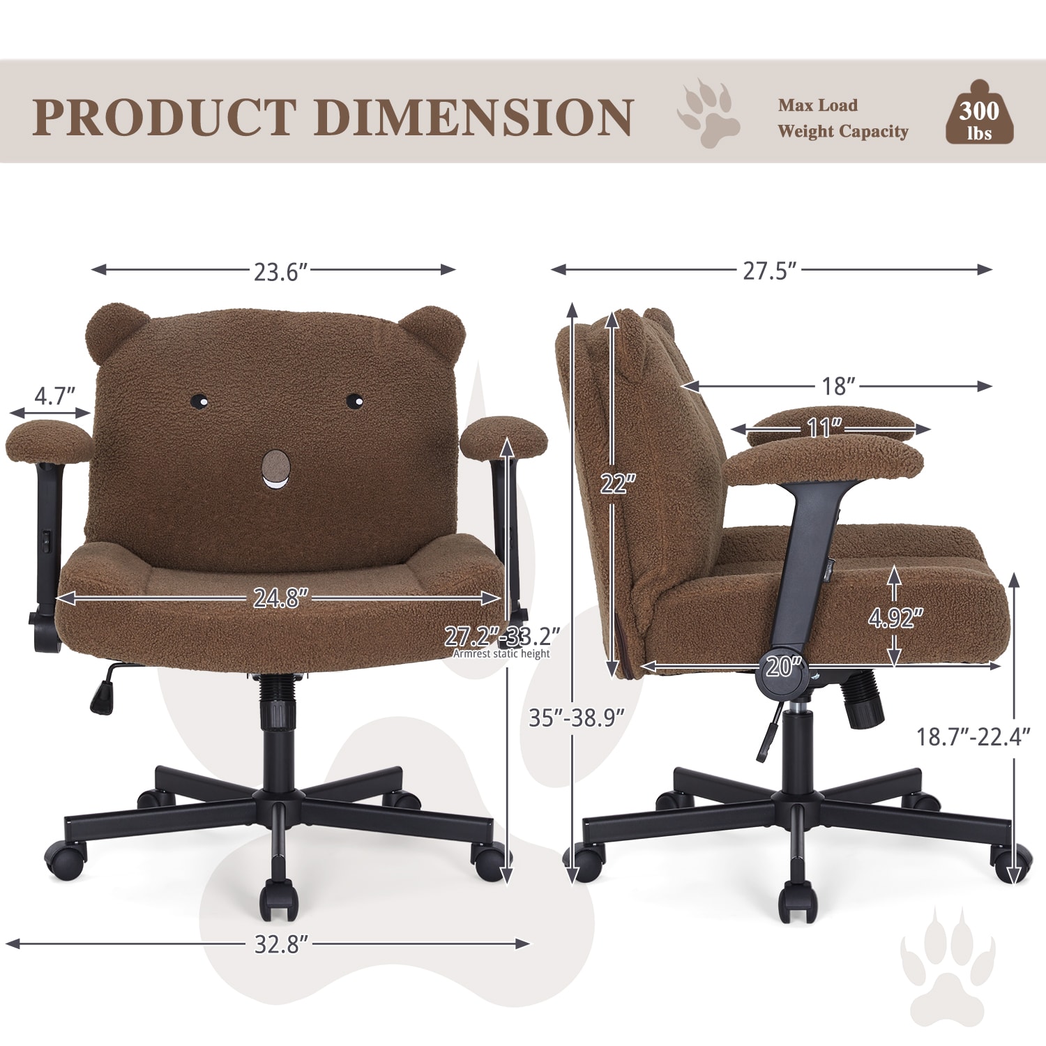 Cross Legged Office Chair With Wheels Adjustable Desk Chair Brown_voghion.com
